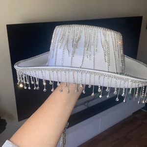 Bedazzled white disco cowgirl hat (perfect for brides/bachelorettes)